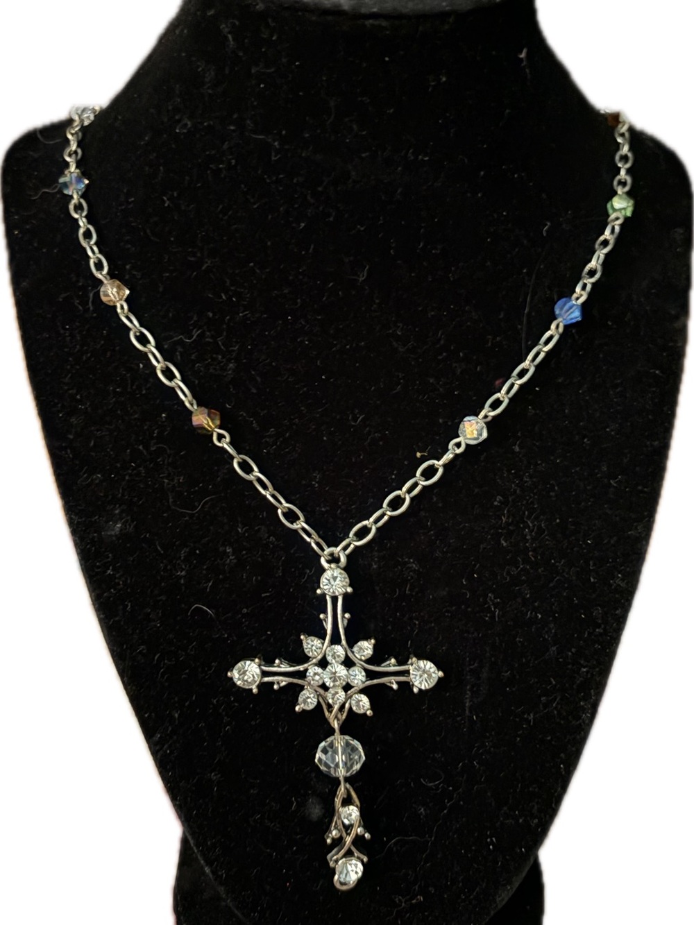 Silver Crystal Cross Pendant Necklace - Women Jewelry